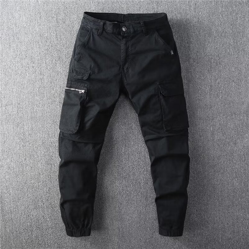 Retro-style Workwear Casual Wide-leg Jogger Pants