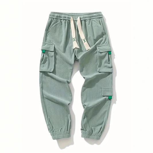 Corduroy Plus Size Mens Work Pants Ankle Tightening Trousers