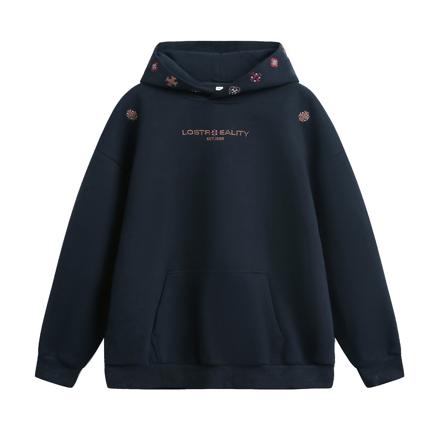 INS Ethnic-style Textured Embroidery Heavyweight Hooded Sweatshirt