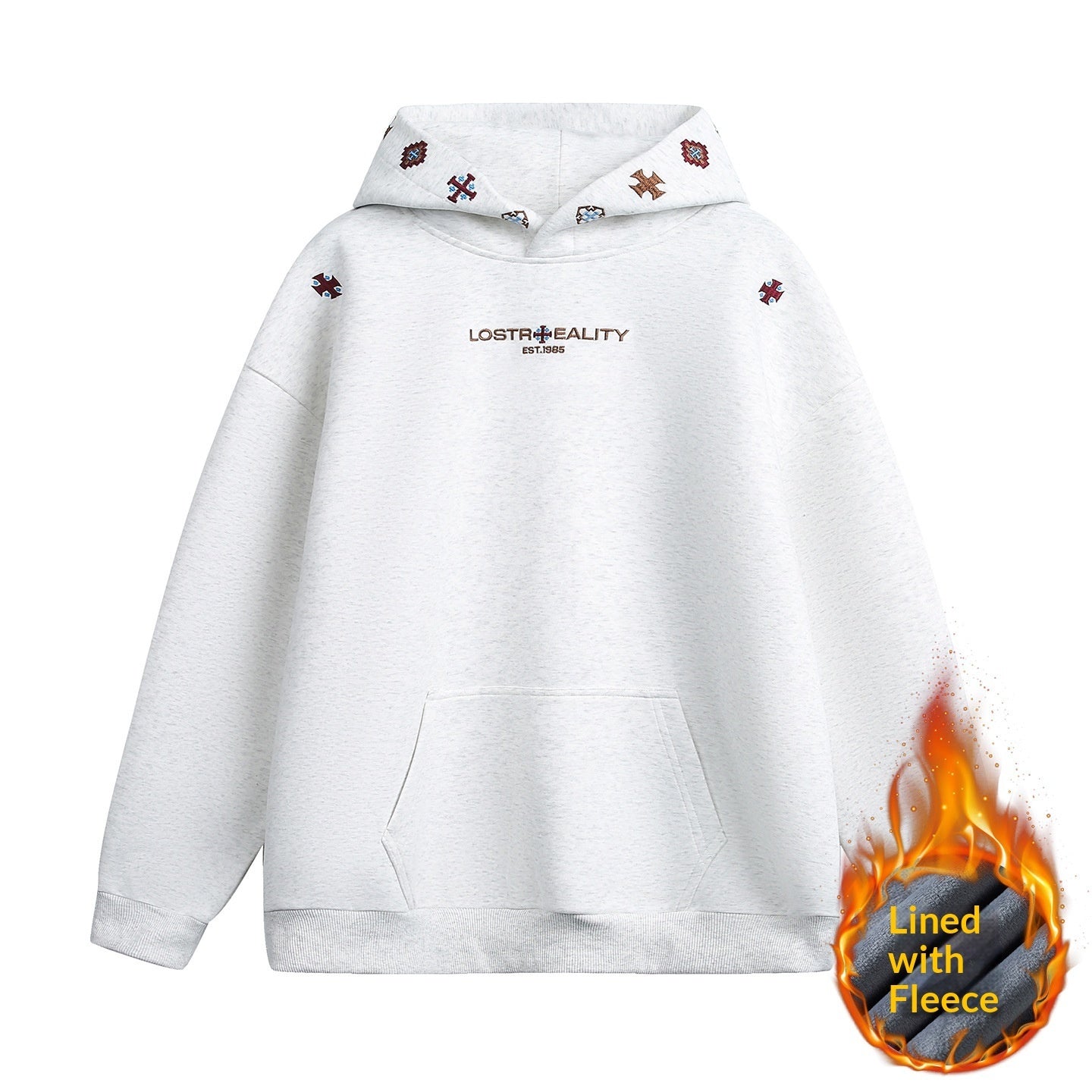 INS Ethnic-style Textured Embroidery Heavyweight Hooded Sweatshirt