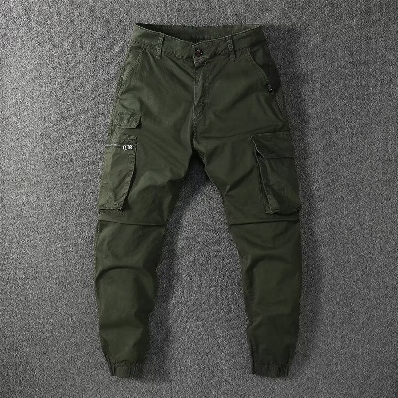 Retro-style Workwear Casual Wide-leg Jogger Pants