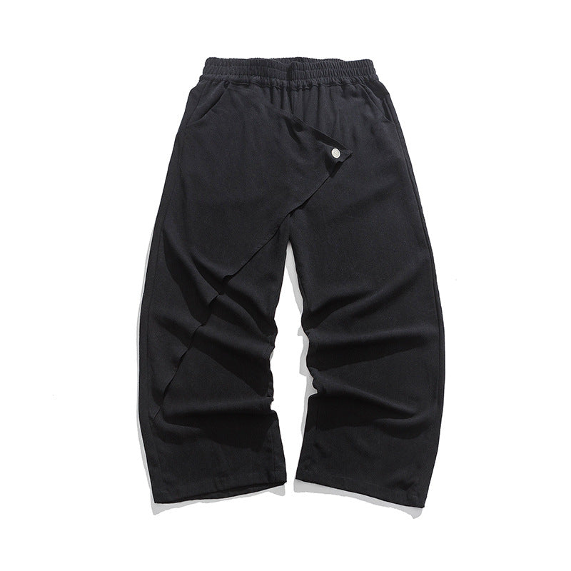 Cotton And Linen Casual Trousers Retro Plus Size Fashion Linen Men's Wide Leg Pants
