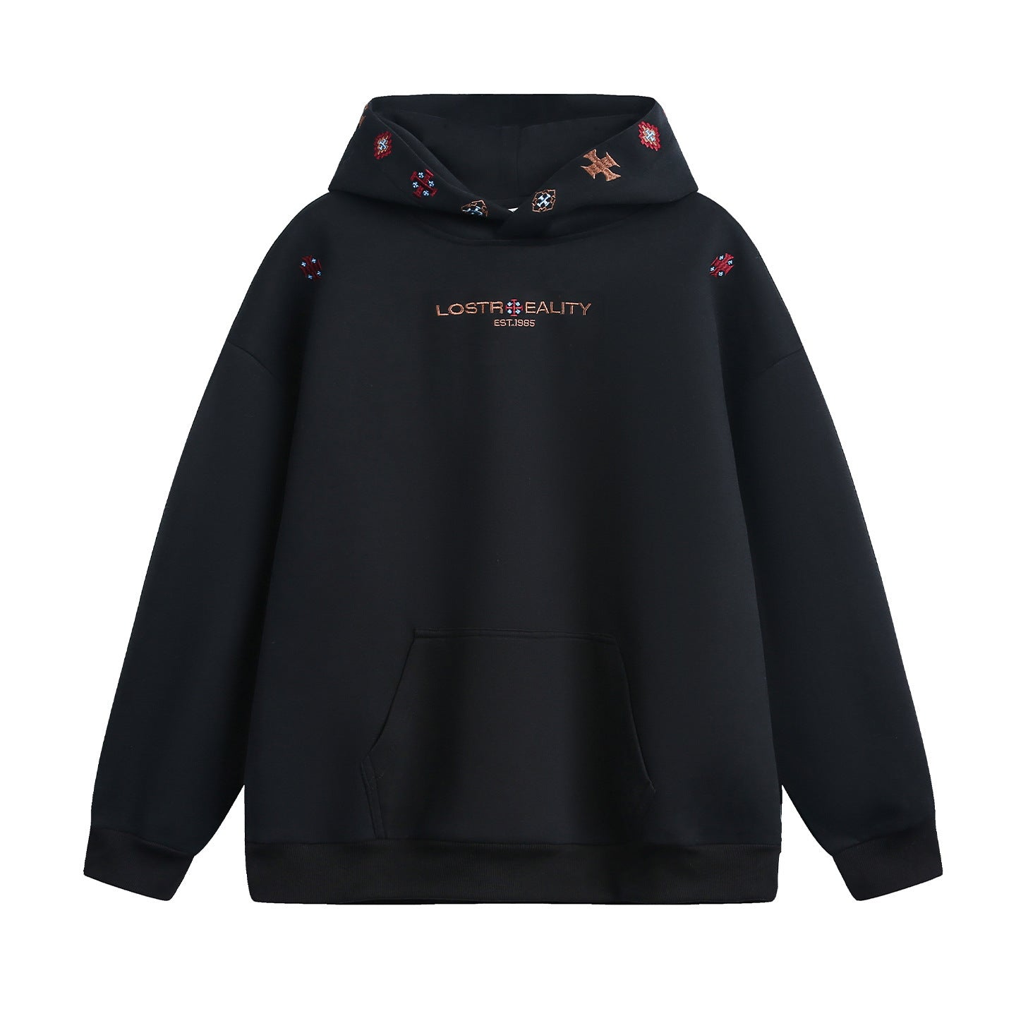INS Ethnic-style Textured Embroidery Heavyweight Hooded Sweatshirt