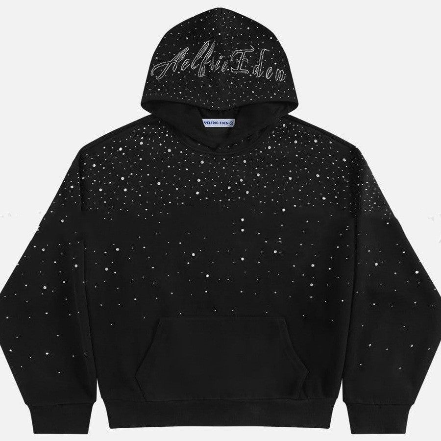 Baby's-breath Rhinestone-studded Vintage Hoodie