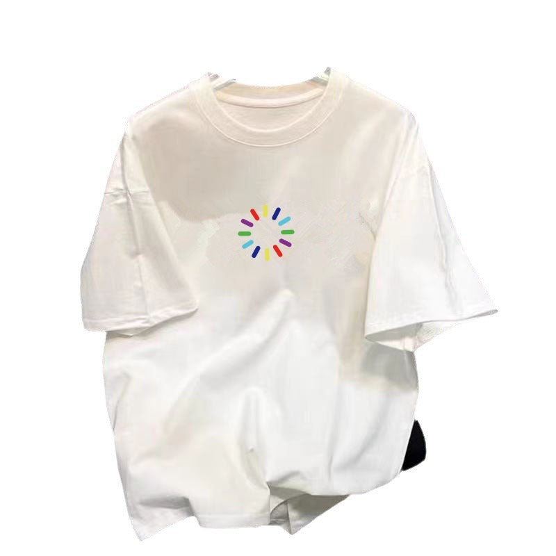 Men's Loose Plus-Size Crew-Neck Printed Athletic Base Layer Top