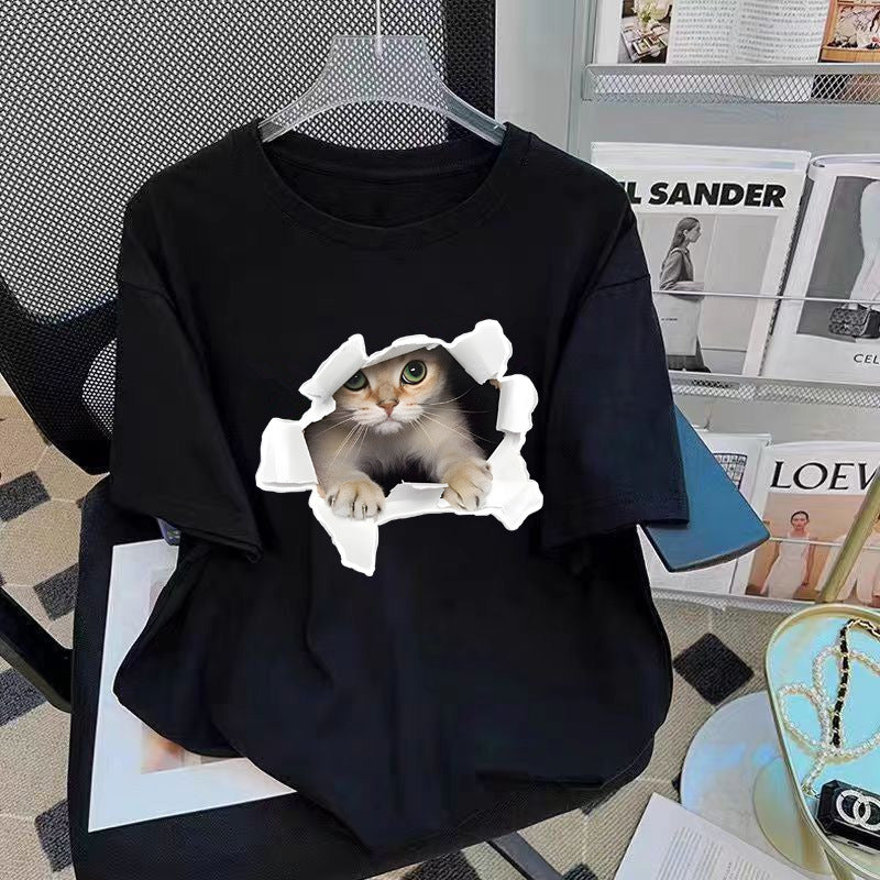 Men's Loose Plus-Size Crew-Neck Printed Athletic Base Layer Top